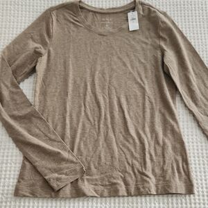 Banana Republic Tan Long Sleeve Tee Classic Crew Neck